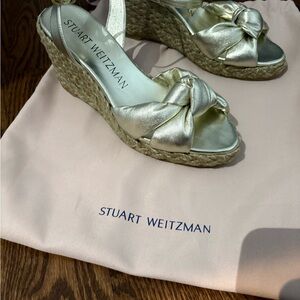 Stuart Weitzman Metallic Wedge Sandals